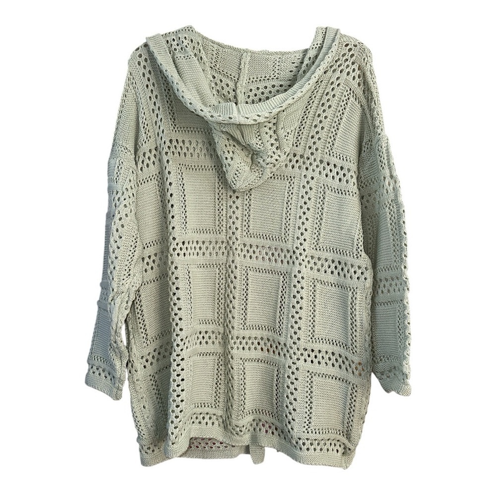 Willow & Root Crochet Hooded Cardigan in Seafoam, Large - Picture 6 of 6